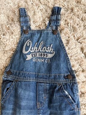 OshKosh B'gosh Blue Denim Kids Overalls with Embroidered Logo